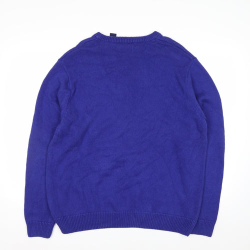 Chaps Mens Blue Cotton Crew Neck Pullover Jumper XL
