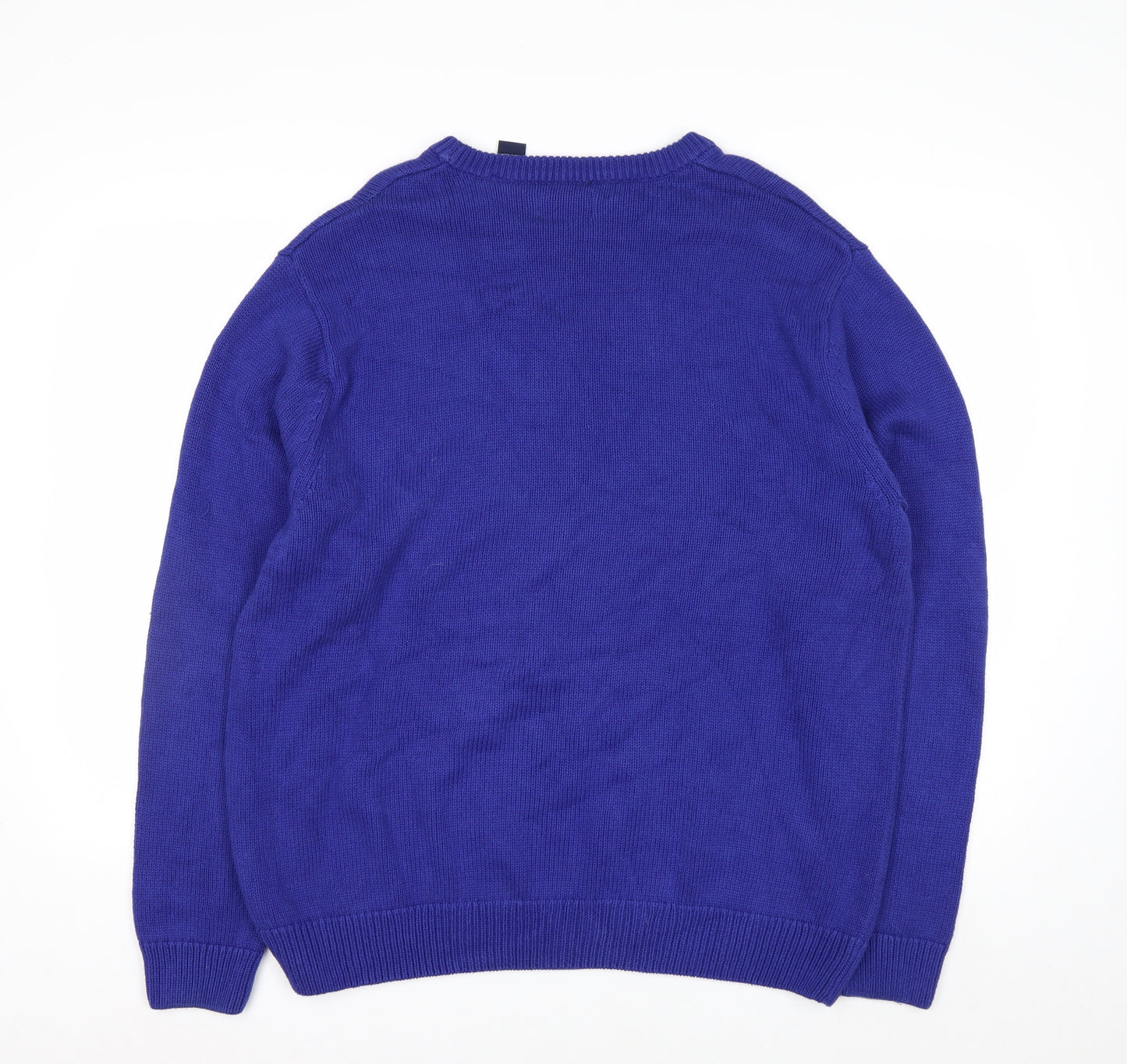 Chaps Mens Blue Cotton Crew Neck Pullover Jumper XL