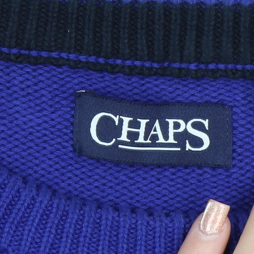 Chaps Mens Blue Cotton Crew Neck Pullover Jumper XL