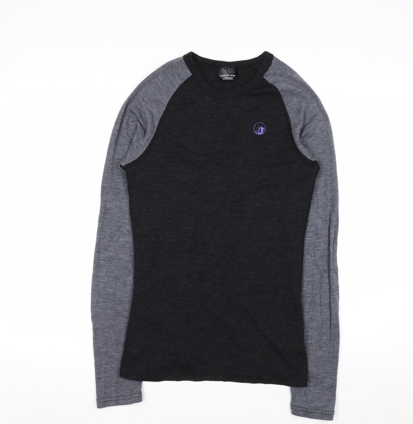 North Ridge Men’s Black Merino Wool Long Sleeve Top XL