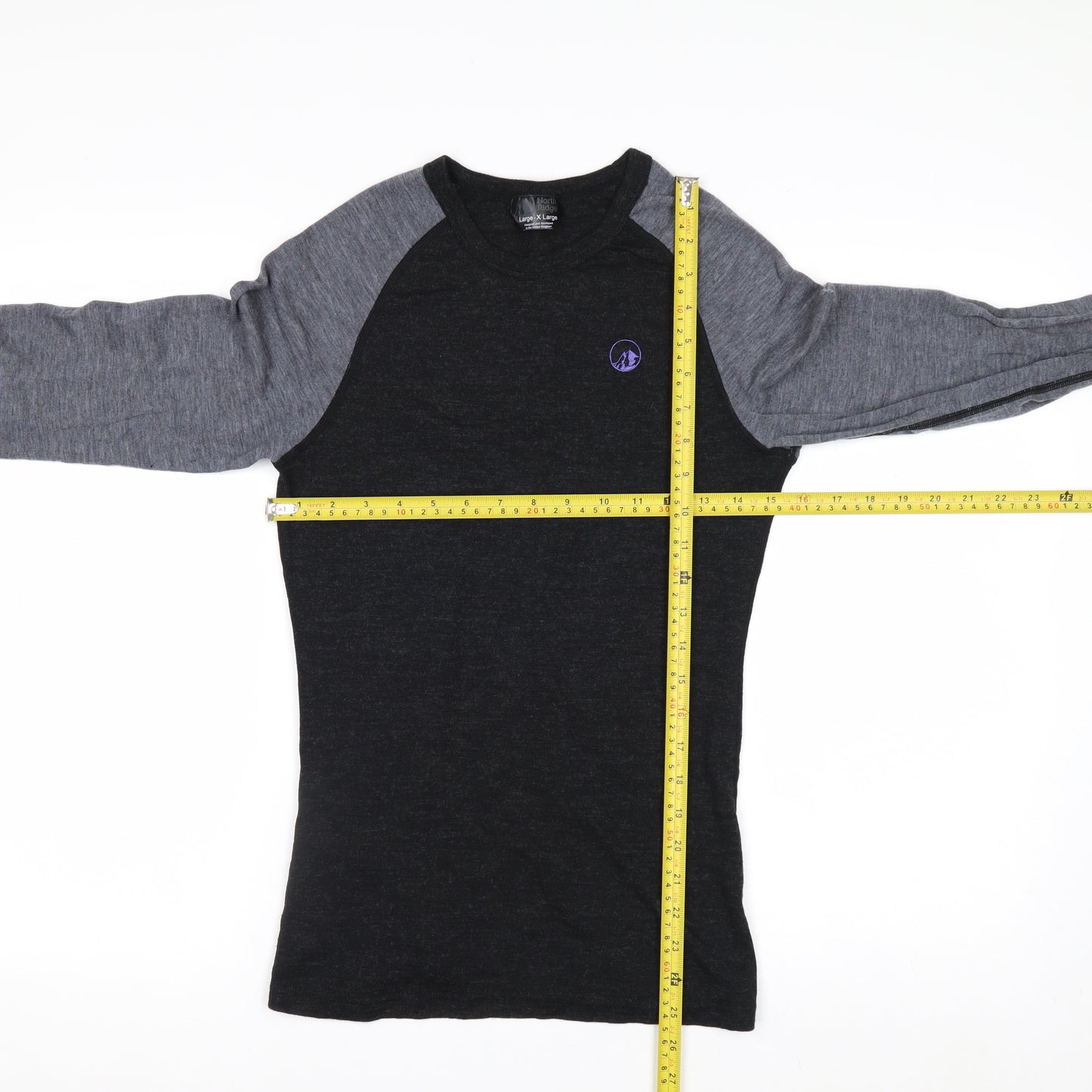 North Ridge Men’s Black Merino Wool Long Sleeve Top XL