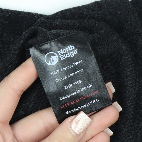 North Ridge Men’s Black Merino Wool Long Sleeve Top XL