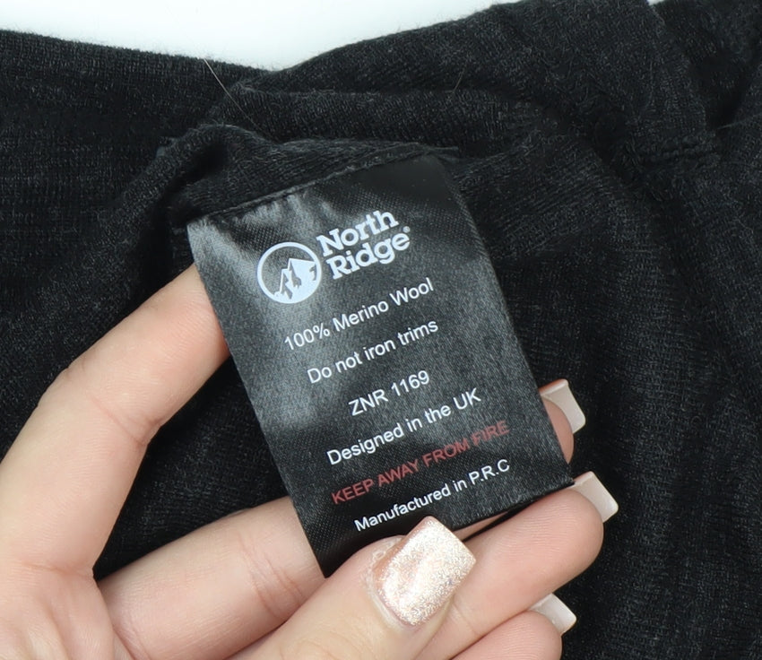 North Ridge Men’s Black Merino Wool Long Sleeve Top XL