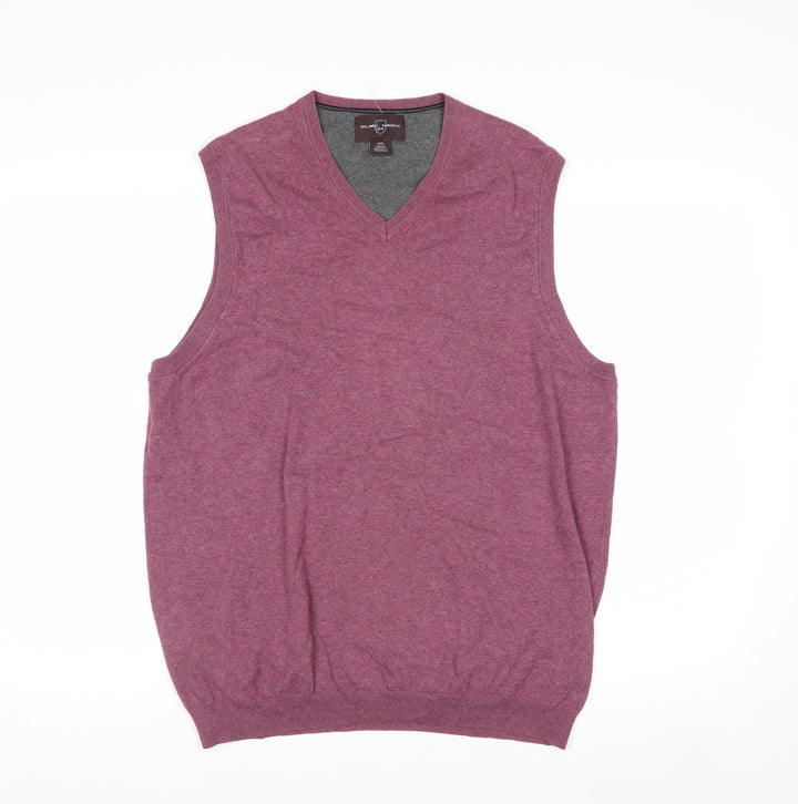 Black Brown 1826 Men's Purple Cotton V-Neck Sleeveless Vest M