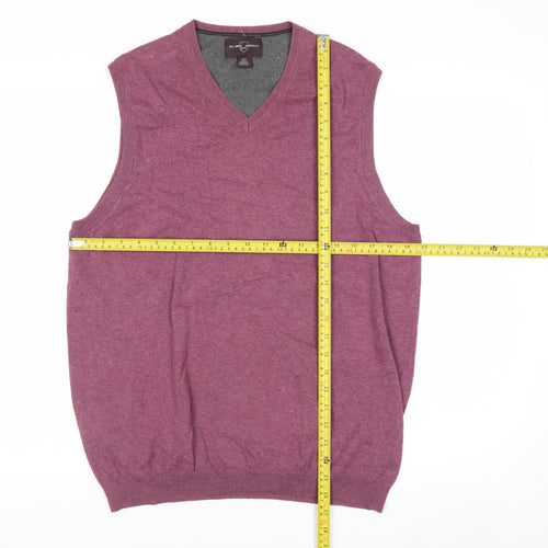 Black Brown 1826 Men's Purple Cotton V-Neck Sleeveless Vest M