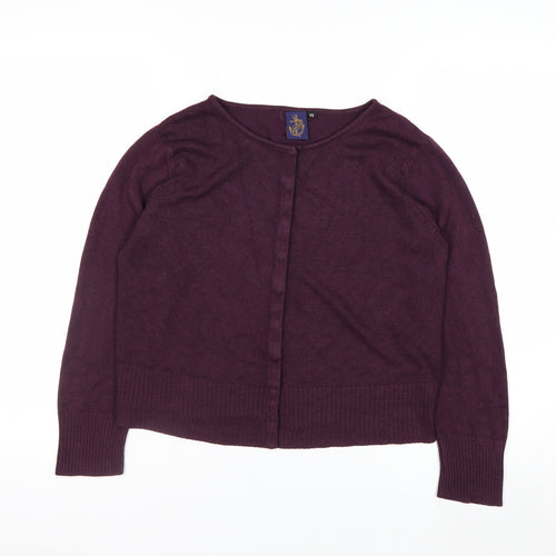 Beyond Retro Women's Purple XS Cardigan Crew Neck Long Sleeve Knit Jumper
