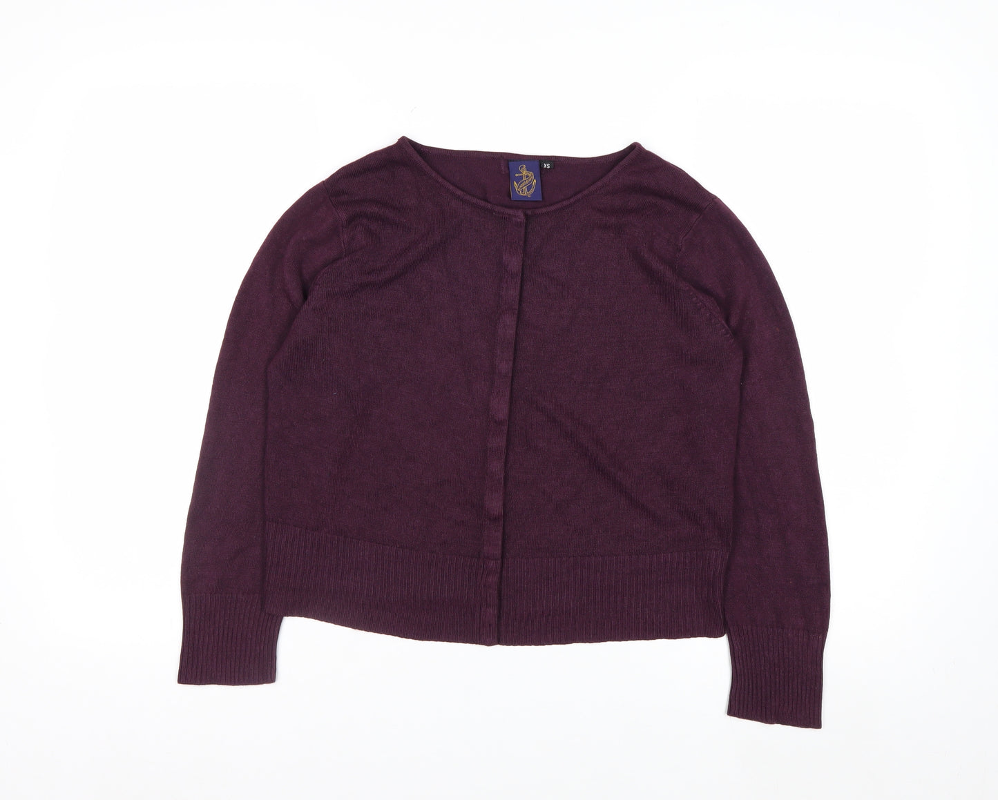 Beyond Retro Women's Purple XS Cardigan Crew Neck Long Sleeve Knit Jumper
