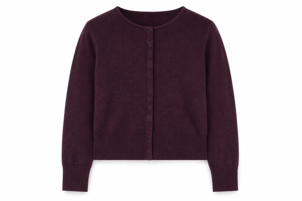 Beyond Retro Women's Purple XS Cardigan Crew Neck Long Sleeve Knit Jumper