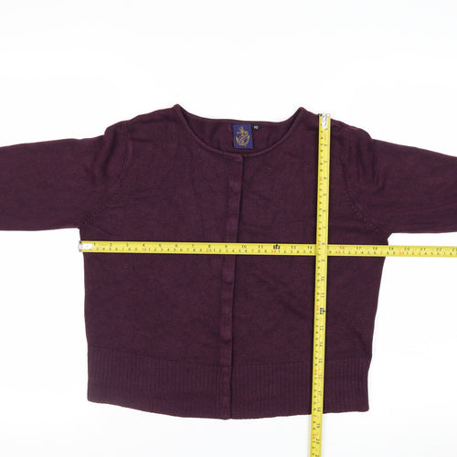 Beyond Retro Women's Purple XS Cardigan Crew Neck Long Sleeve Knit Jumper
