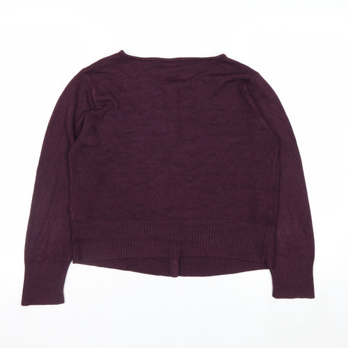Beyond Retro Women's Purple XS Cardigan Crew Neck Long Sleeve Knit Jumper