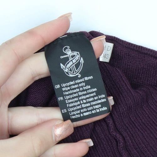 Beyond Retro Women's Purple XS Cardigan Crew Neck Long Sleeve Knit Jumper