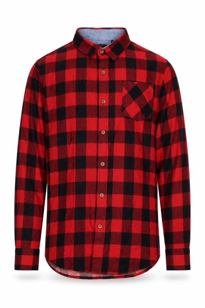 Brave Soul Men's Red Check Flannel Button-Up Shirt Size M Regular Fit