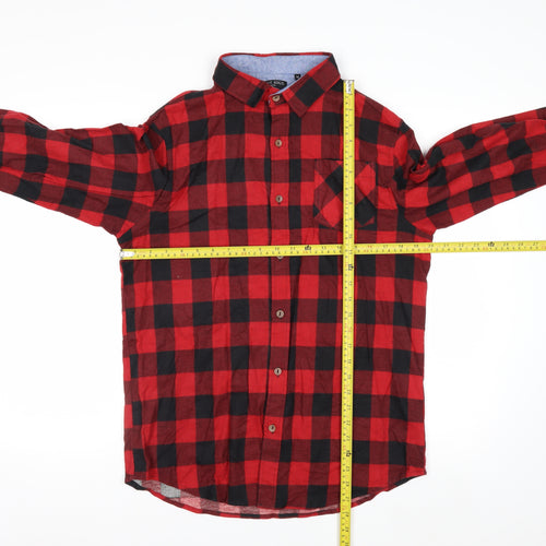Brave Soul Men's Red Check Flannel Button-Up Shirt Size M Regular Fit