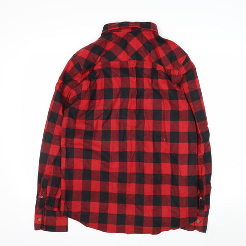 Brave Soul Men's Red Check Flannel Button-Up Shirt Size M Regular Fit