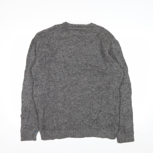 Line of Trade Men’s Grey Wool Cable-Knit Jumper L