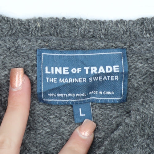 Line of Trade Men’s Grey Wool Cable-Knit Jumper L