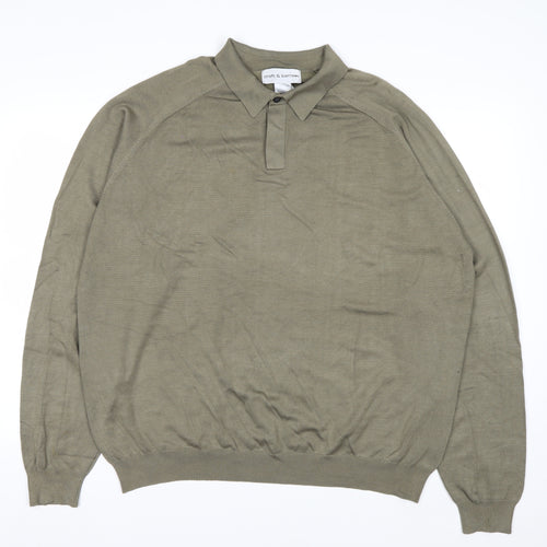 Croft & Barrow Men's Green Silk Blend Collared Pullover Jumper Size L