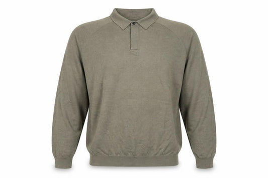 Front view of Croft & Barrow Men's Green Silk Blend Collared jumper, size L