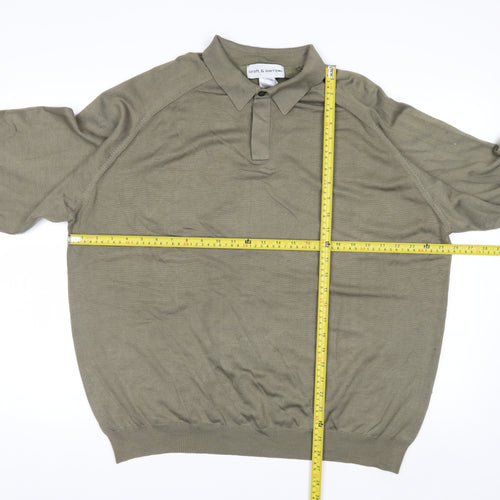 Croft & Barrow Men's Green Silk Blend Collared Pullover Jumper Size L