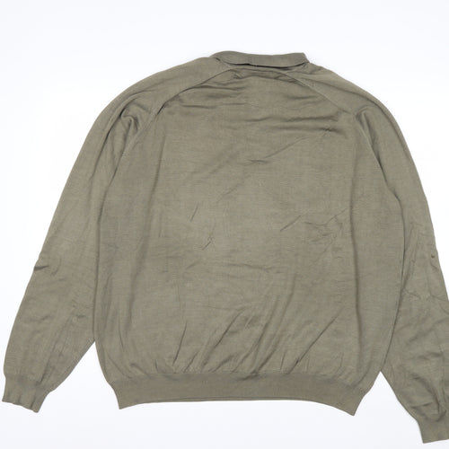Croft & Barrow Men's Green Silk Blend Collared Pullover Jumper Size L
