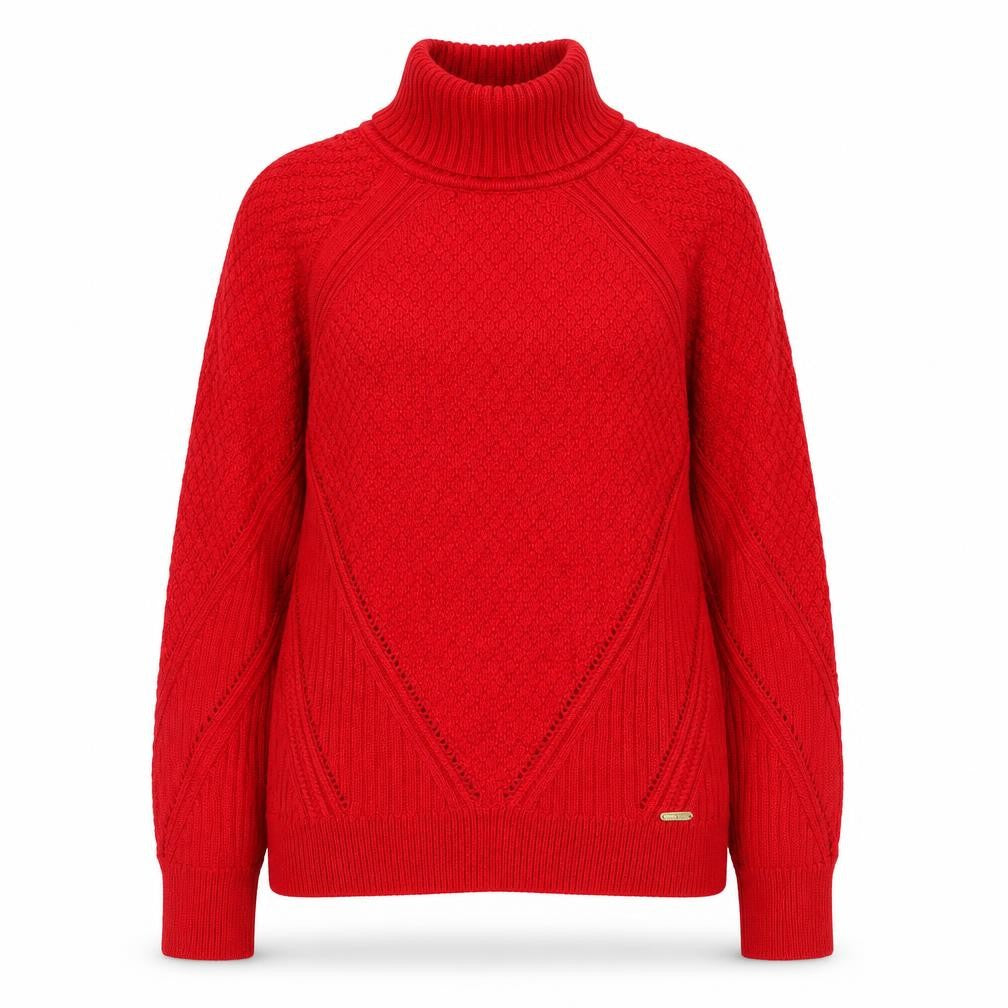 Calvin Klein Womens Red Mock Neck Knit Pullover Jumper S