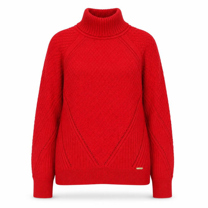 Calvin Klein Womens Red Mock Neck Knit Pullover Jumper S