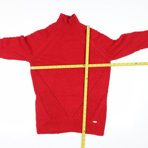 Calvin Klein Womens Red Mock Neck Knit Pullover Jumper S