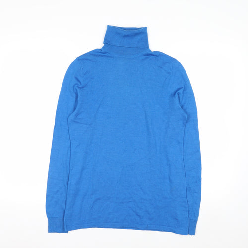 Lord & Taylor Men's Blue Merino Wool Roll Neck Jumper Medium