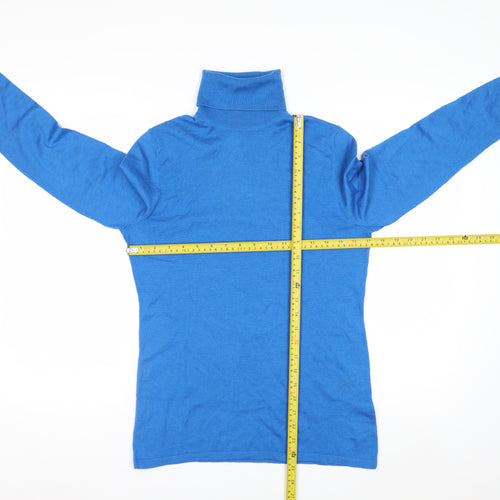 Lord & Taylor Men's Blue Merino Wool Roll Neck Jumper Medium