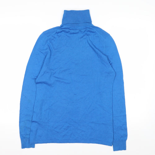 Lord & Taylor Men's Blue Merino Wool Roll Neck Jumper Medium