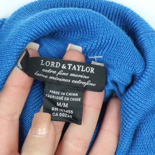Lord & Taylor Men's Blue Merino Wool Roll Neck Jumper Medium