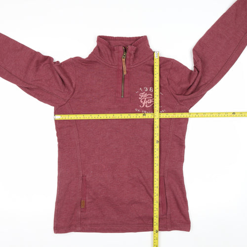 FatFace Women's Red Garnet 1/4 Zip Sweatshirt Size 8 Cotton Blend