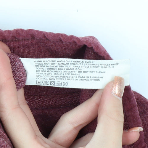 FatFace Women's Red Garnet 1/4 Zip Sweatshirt Size 8 Cotton Blend