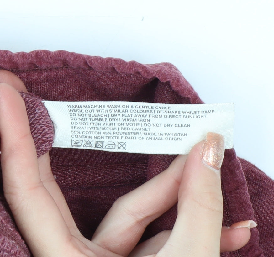 FatFace Women's Red Garnet 1/4 Zip Sweatshirt Size 8 Cotton Blend