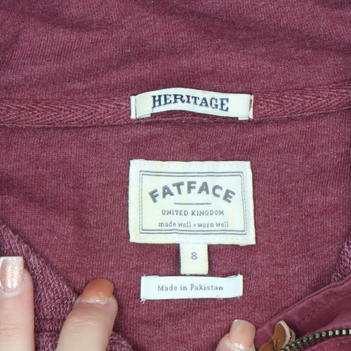 FatFace Women's Red Garnet 1/4 Zip Sweatshirt Size 8 Cotton Blend