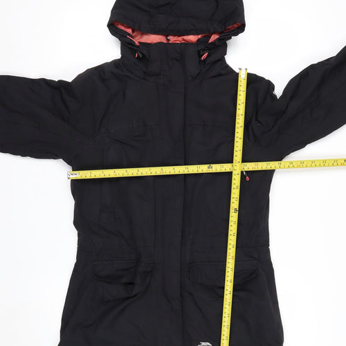 Trespass Womens Black Waterproof Hooded Rain Coat Jacket UK 10