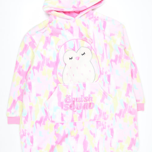 Squishmallows Girls Multicoloured Hooded Fleece Robe L Cosy Nightwear