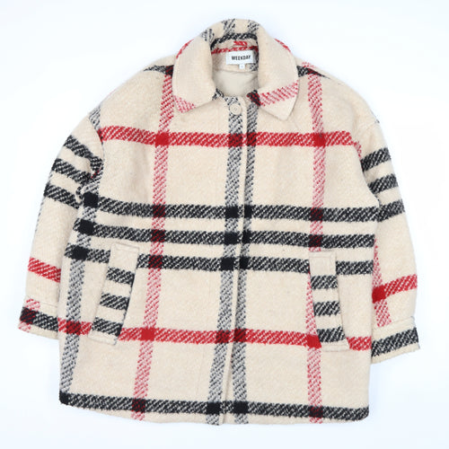 Weekday Women's Beige Checked Wool Blend Coat XS