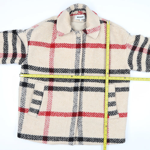 Weekday Women's Beige Checked Wool Blend Coat XS