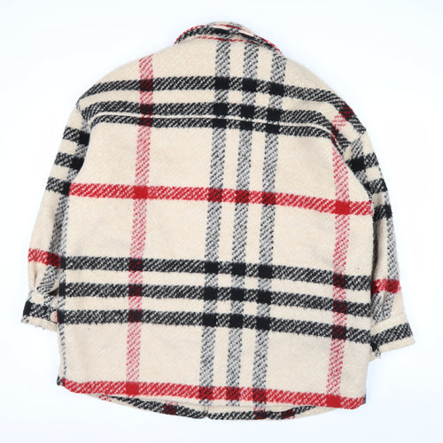 Weekday Women's Beige Checked Wool Blend Coat XS