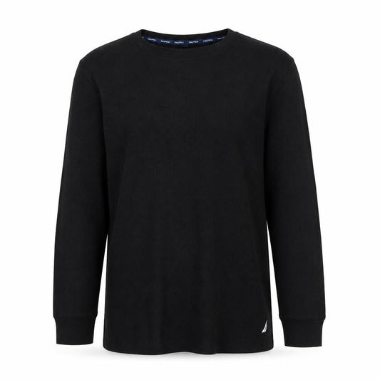 Front view of Nautica Men’s Black Long Sleeve Knit Casual Top XL