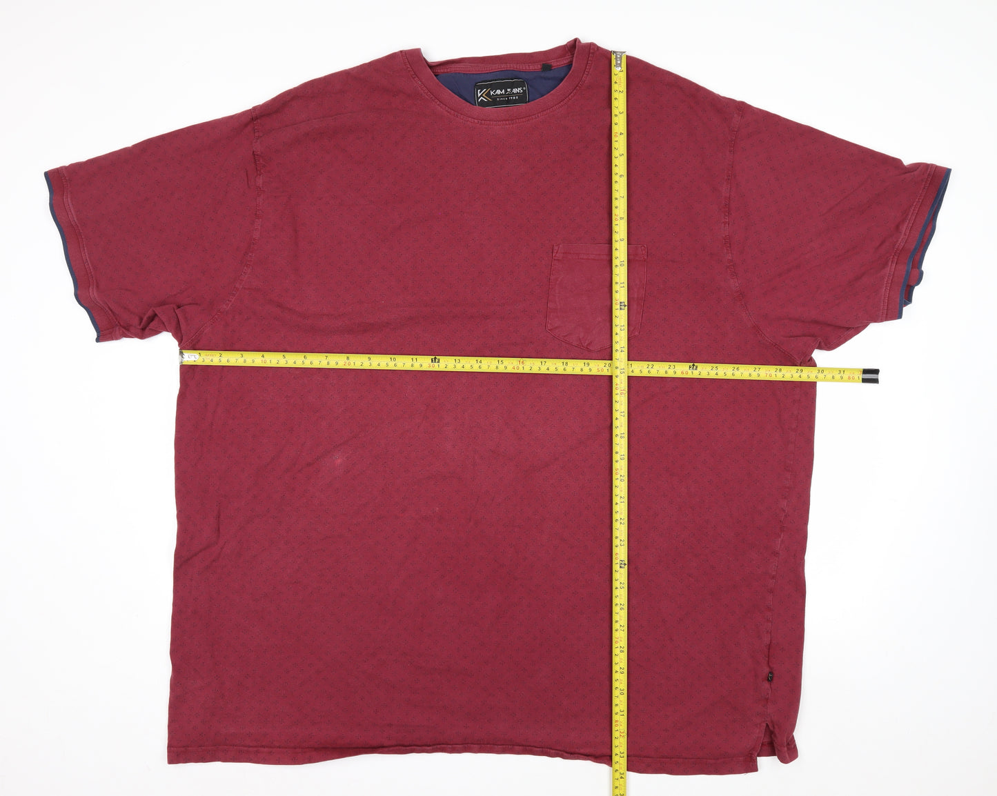 Kam Jeans Men’s Red 5XL Crew Neck Cotton T-Shirt
