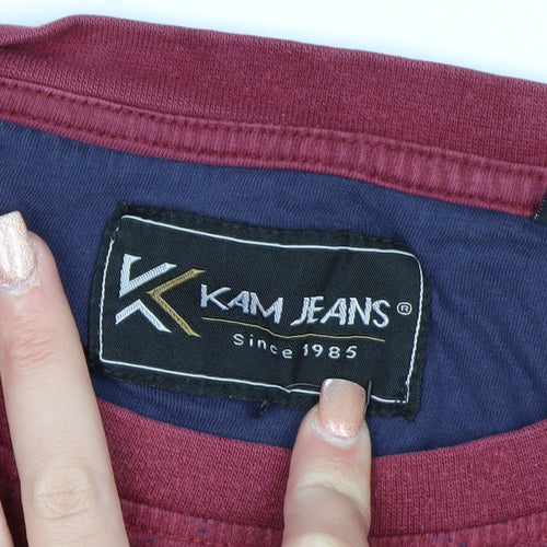 Kam Jeans Men’s Red 5XL Crew Neck Cotton T-Shirt
