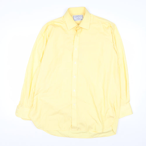 Charles Tyrwhitt Men's Yellow 15.5in Classic Fit Cotton Long Sleeve Shirt
