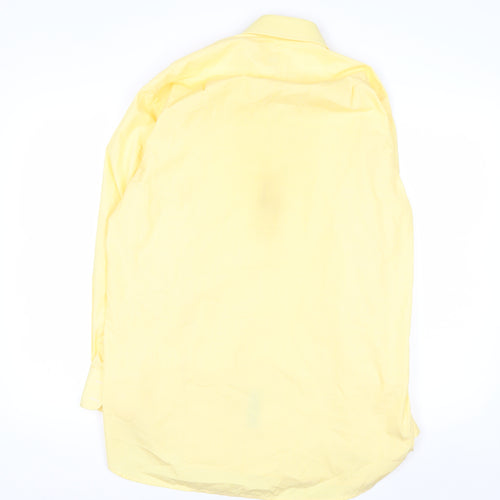 Charles Tyrwhitt Men's Yellow 15.5in Classic Fit Cotton Long Sleeve Shirt