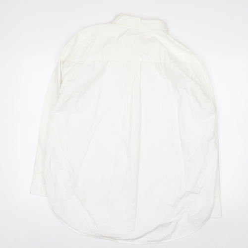 H&M Men's White Cotton Long Sleeve Button-Up Shirt L