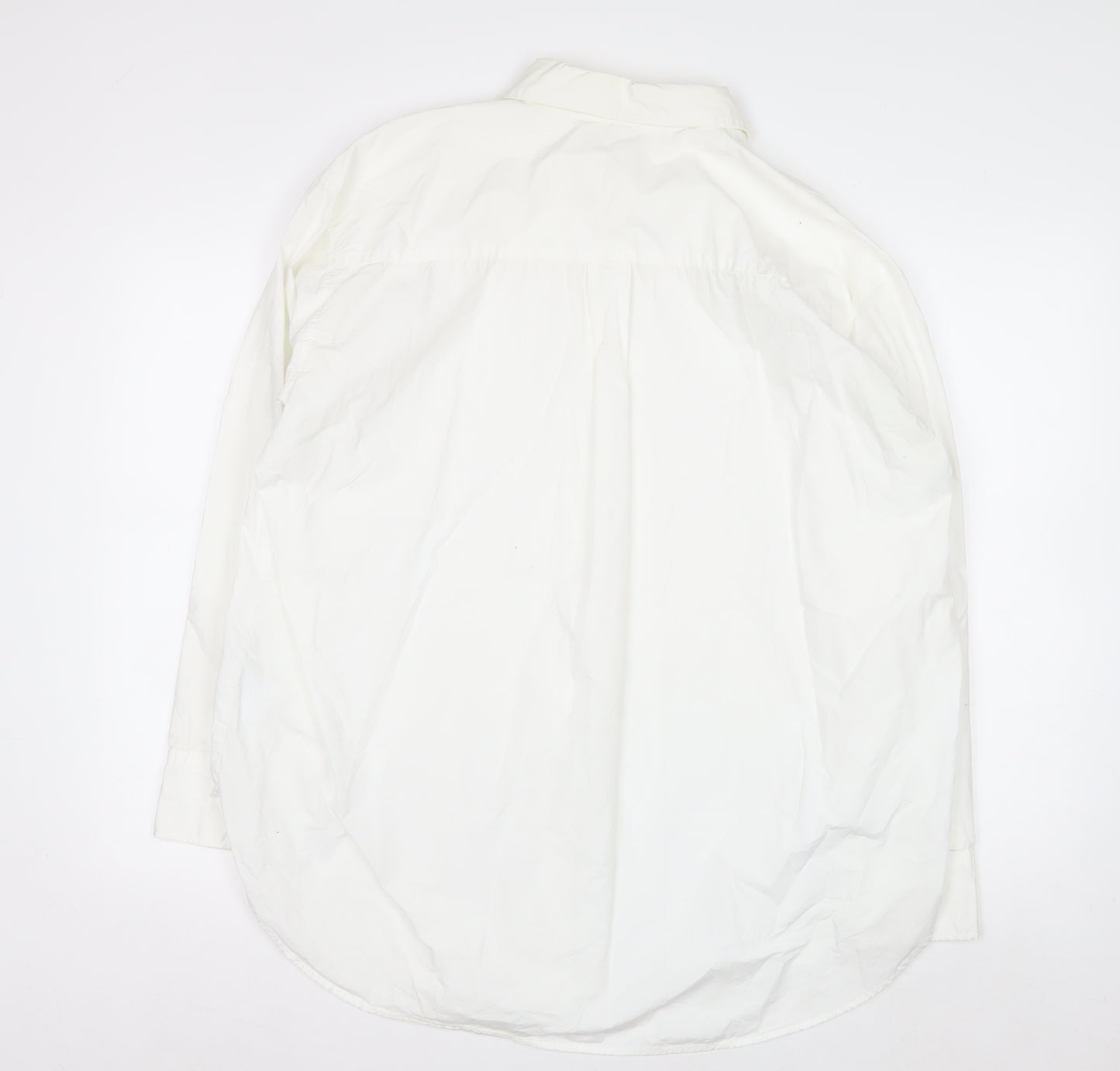 H&M Men's White Cotton Long Sleeve Button-Up Shirt L
