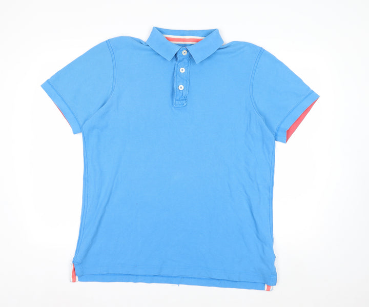 Boden Men’s Blue Cotton Short Sleeve Polo Shirt Size L