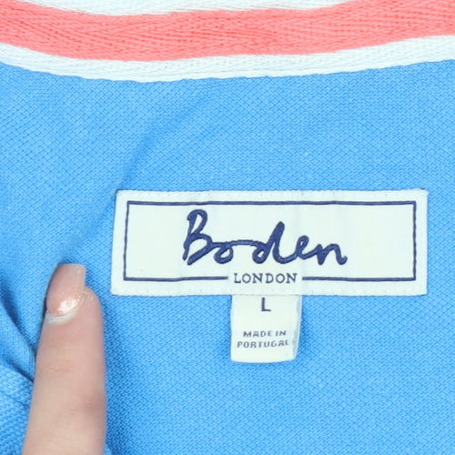 Boden Men’s Blue Cotton Short Sleeve Polo Shirt Size L