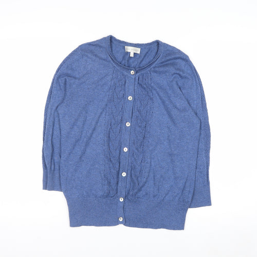 Rocha John Rocha Women Blue Cotton Knit Cardigan Size 12